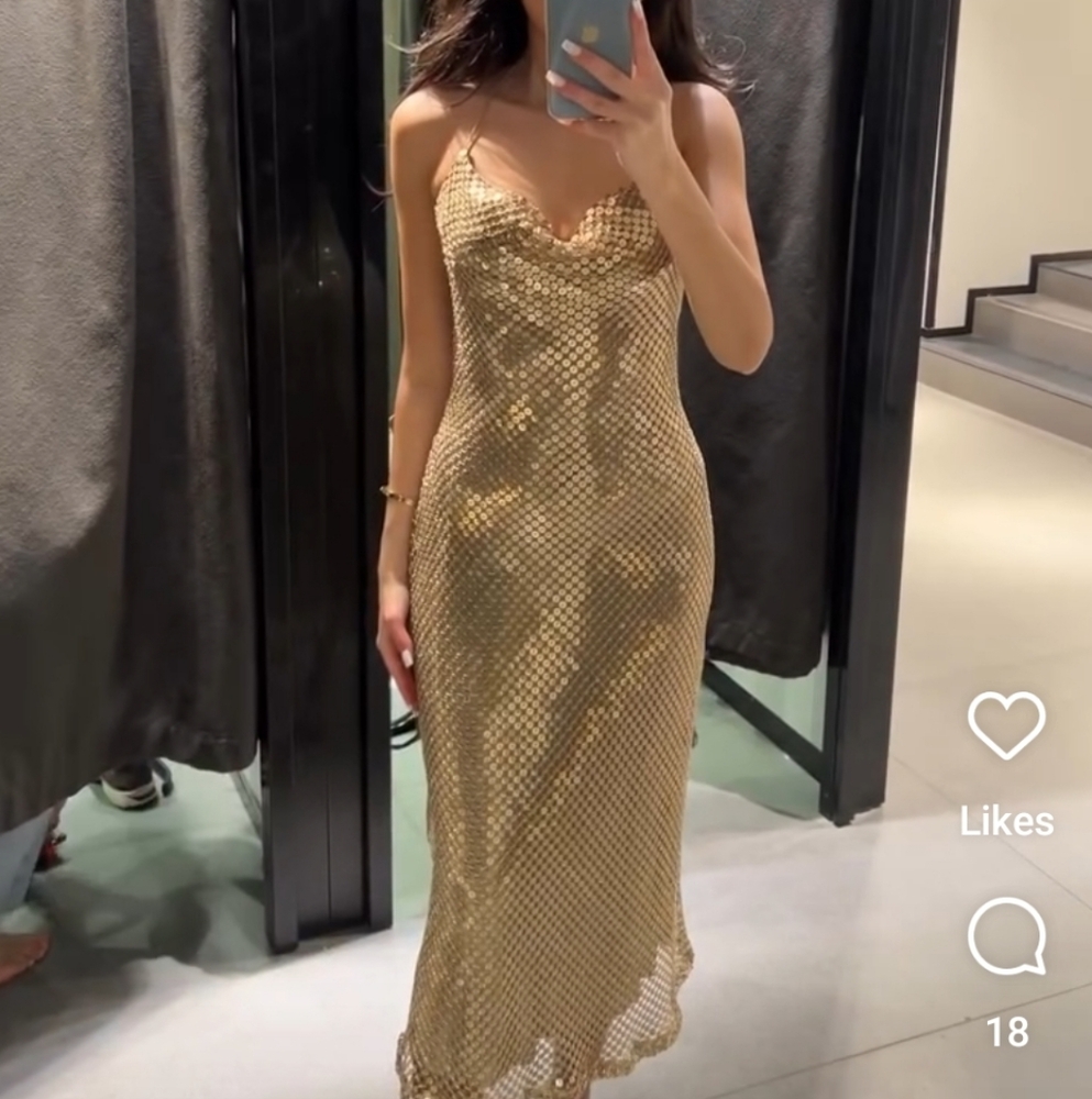Zara gold mesh slip dress - Picture 4 of 16